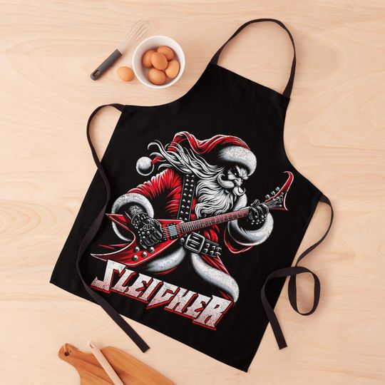 Sleigher santa claus heavy metal christmas Apron