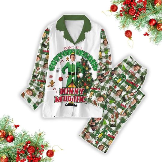 Buddy The Elf Christmas Pajamas, Santa I Know Him Shirt, Elf Santa Holiday Pajamas, Christmas Movie Long Sleeve Pajamas, Holiday Gift