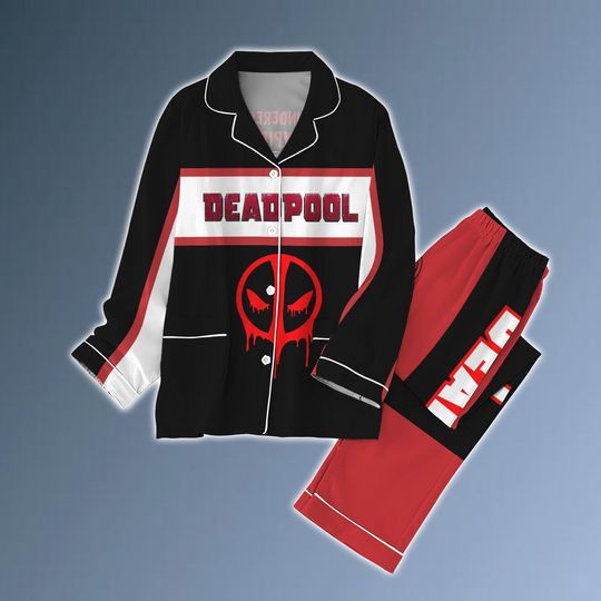 Deadpool Pajamas Set, Spider Man Holiday Pajamas, Superhero Set Of Pajamas, Deadpool 3 Movie Pajamas, Superhero Gift, Deadpool Gift