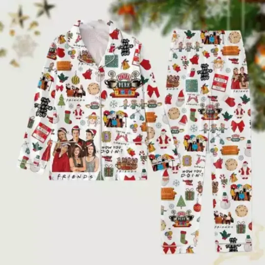 Christmas Friends Movie Pajamas, Friends TV Show Christmas Pajamas Set