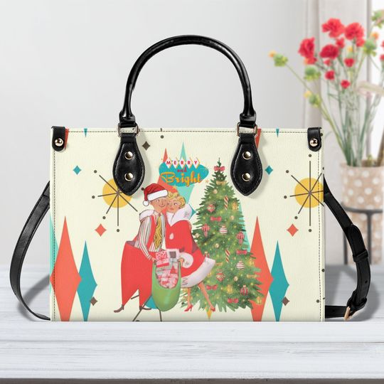 Christmas Purse, Retro Vintage 50s Holiday Kitsch Mid Century Modern Franciscan Starburst Mod Seasonal Handbag Shoulder Bag