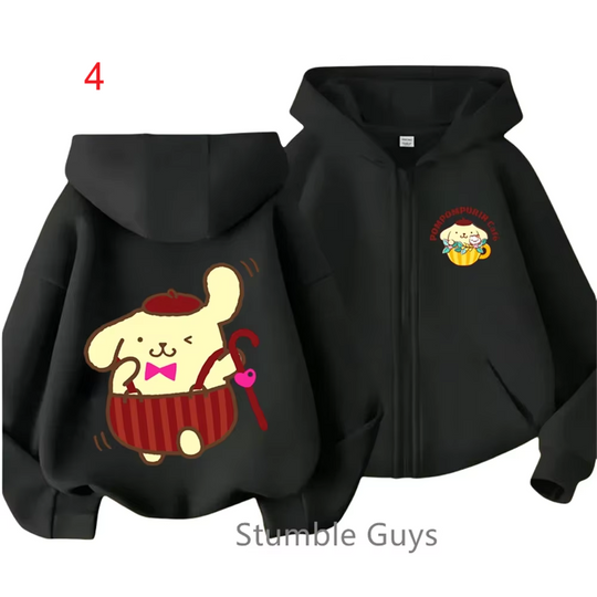PomPomPurin Double Sided Zipper Hoodie | Unisex Zip Up Jacket