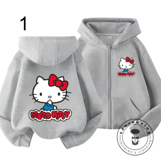 Hello Kitty Double Sided Zipper Hoodie | Cute Cartoon Jacket