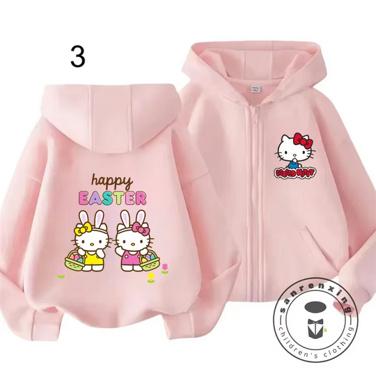 Hello Kitty Double Sided Zipper Hoodie | Cute Cartoon Jacket