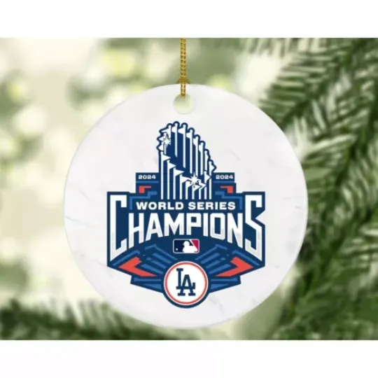 Los Angeles Dodgers 2024 World Series Champions Christmas Holiday Flat Ornament