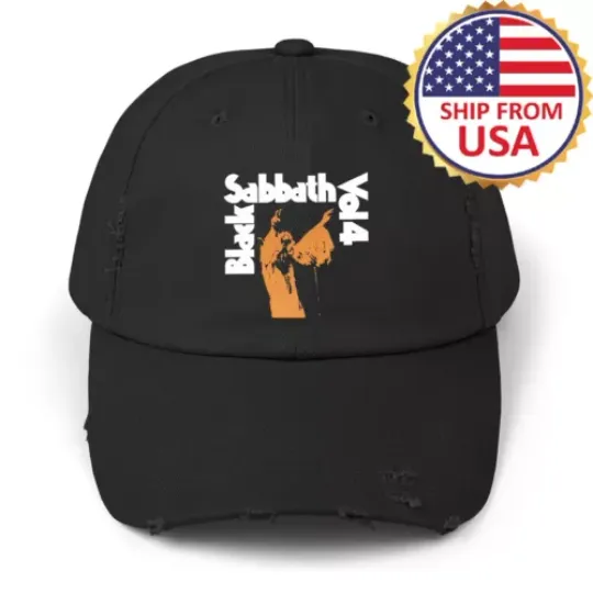 Black Sabbath Band Vol 4 Black Distressed Hat Baseball Cap
