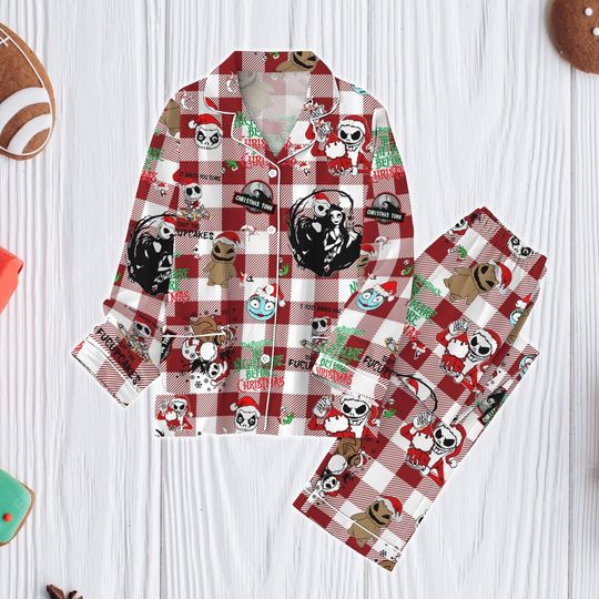Nightmare Before Christmas Pajamas, Jack And Sally Couple Pajamas, Oogie Boogie Holiday Pajamas, Jack Skellington Christmas Pajamas