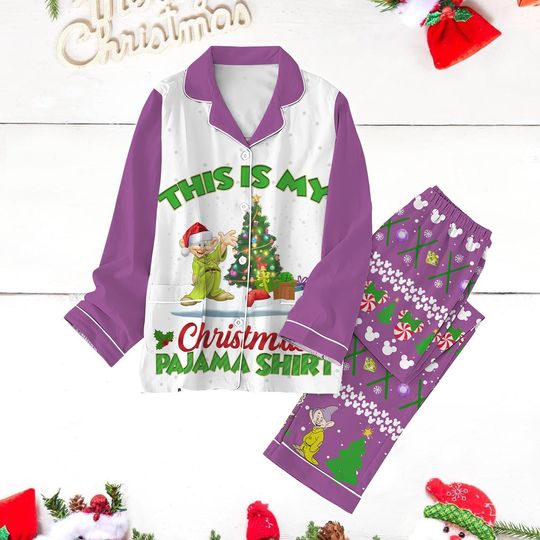 Disney Dopey Pajamas Set, Dopey Dwarfs Xmas Pajamas, Seven Dwarfs Xmas Pajamas, Snow White Pajamas Family, Magic Kingom Gift