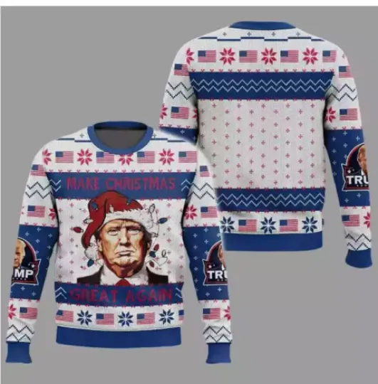 Make Christmas Great Again Trump Santa Ugly Christmas Sweater, Trump Sweater