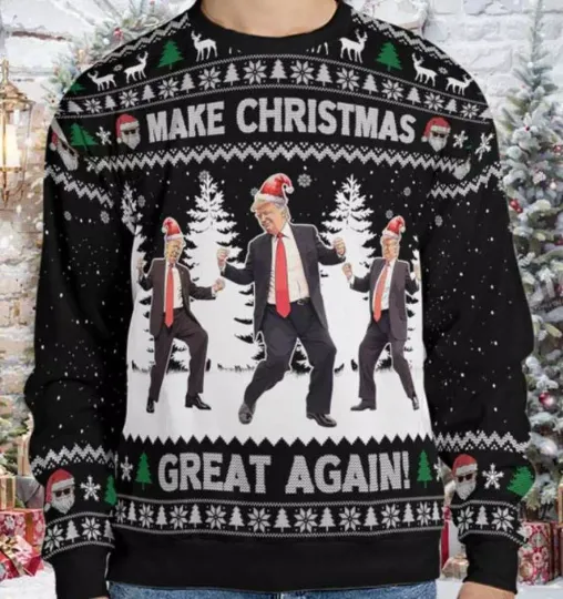Make Christmas Great Again, Funny Trump Dancing Ugly Sweater, Trump 2024 Christm