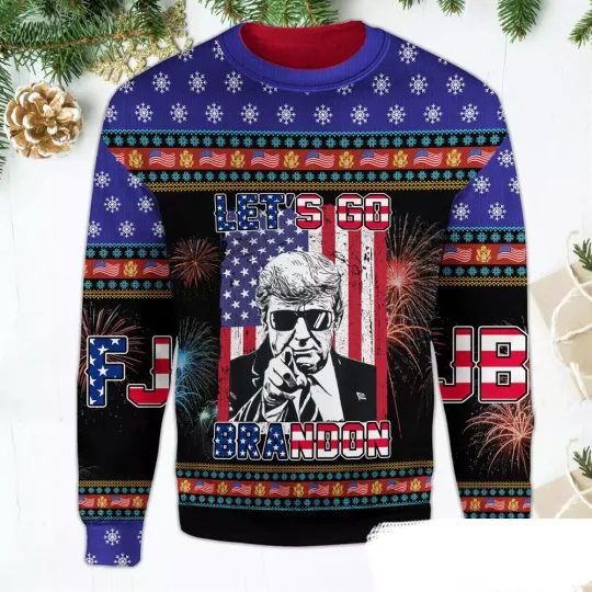 Lets Go Brandon Christmas Donald Trump Fjb Christmas Ugly Christmas Sweater