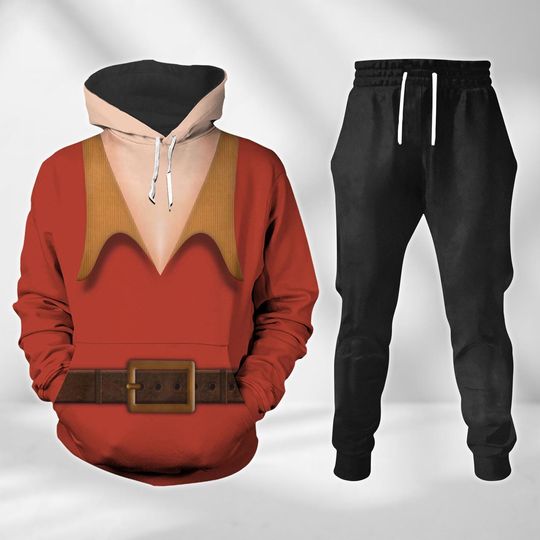 Gaston Costume Hoodie, Disney Cosplay Running Shirt, Beauty And The Beast Cosplay, Gaston Jogger Pants, Disney Villains Hoodie