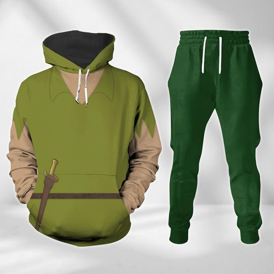 Peter Pan Costume Hoodie, Peter Pan Jogger, Flying Fairy Cosplay, Cartoon Movie Characters Shirt, Mens Disney Shirt, Tinker Bell Shirt