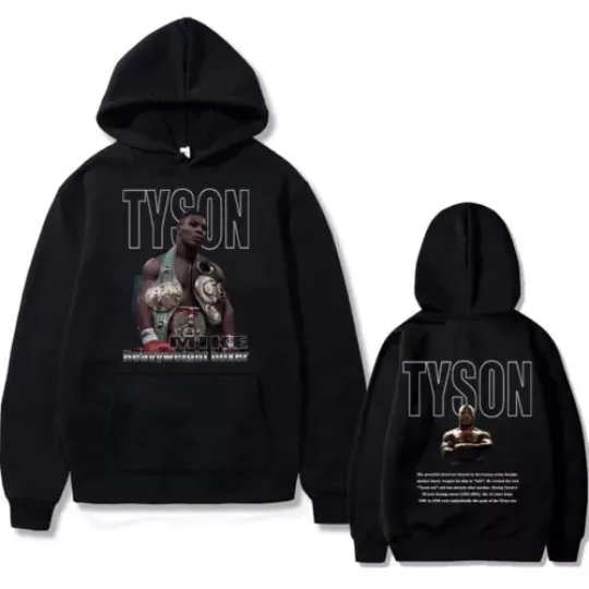 King Mike Tyson Print Hoodie Men Women Vintage Casual Double-sided Print Hooded