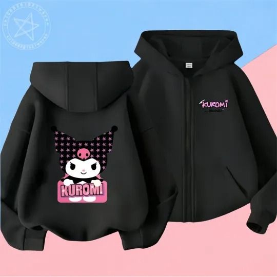 Kuromi Double Sided Zipper Hoodie | Unisex Zip Up Jacket