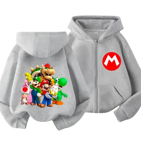 Super Mario Double Sided Zipper Hoodie | Unisex Zip Up Jacket