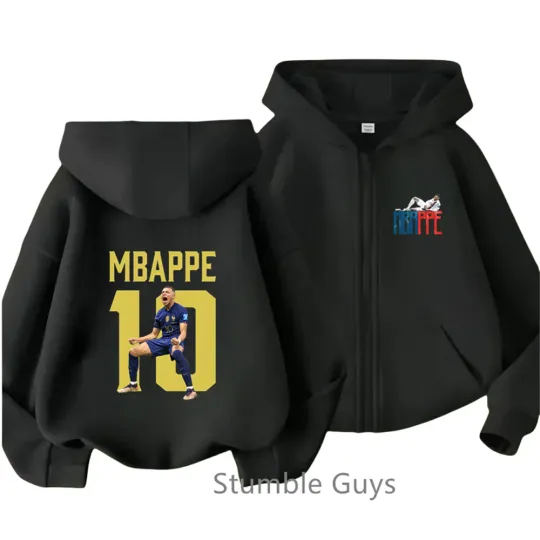 Boys Mbappe Double Sided Zipper Hoodie | Unisex Zip Up Jacket