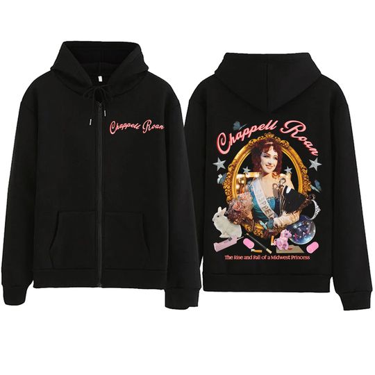 Chappell Roan The Midwest Princess Tour 2024 Double Sided Zipper Hoodie | Music Tour Merch | Unisex Zip Up Jacket