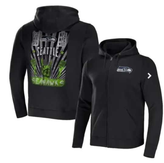 Men's Seattle Seahawks football x Darius Rucker Black Full Zip Hoodie