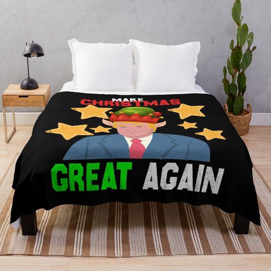 Make Christmas Great Again Funny Trump Ugly Christmas Throw Blanket