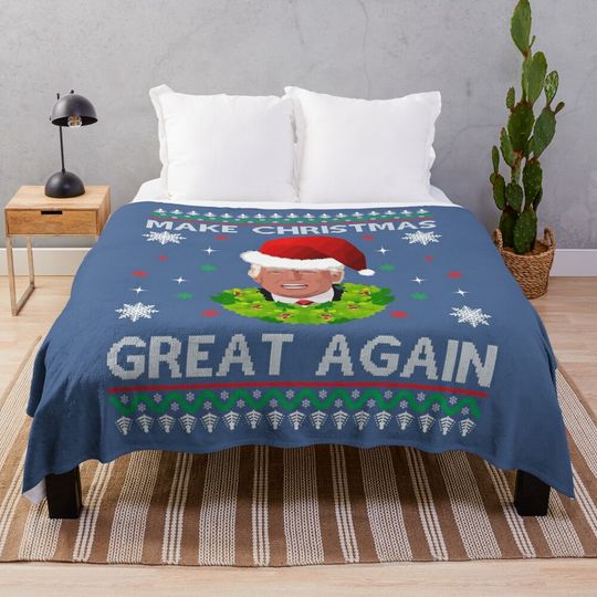 Make Christmas Great Again - Unisex Christmas Sweater/Jumper (Range of Colors) - Funny Xmas Donald Trump USA US President Sweatshirt Design Throw Blanket