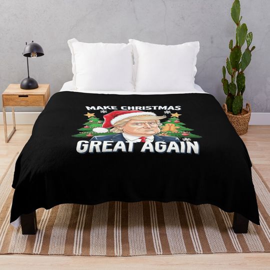 Funny Trump 2024 Make Christmas Great Again Gift  Throw Blanket