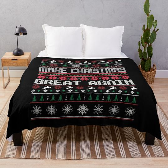 MAKE CHRISTMAS GREAT AGAIN, Santa, Family Christmas, Christmas Gifts Throw Blanket