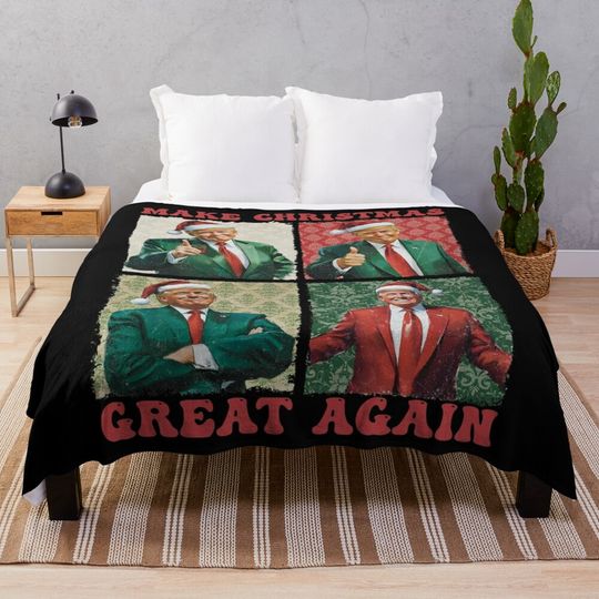 Funny Trump Santa Claus 2024 - Make Christmas Great Again Throw Blanket