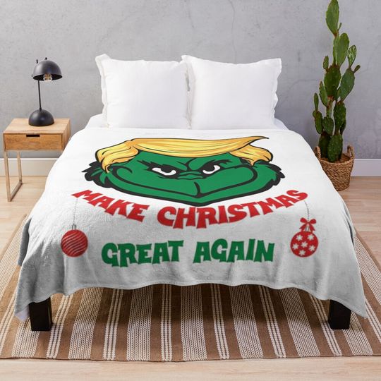 Donald Trump Make Christmas Great Again Swea Funny Trump Christmas President Trump Throw Blanket