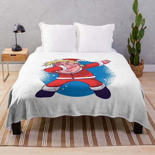 Trump Dabbing Santa, Officially Licensed And Copyrighted Trump Santa Dab, POTUS, President Of The United Sates, Christmas Gift, Trum Christmas, Donald Trump, Trump 2020, Ugly Christmas Sweater Throw Blanket