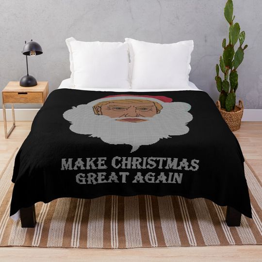 trump make christmas great again ugly christmas  Throw Blanket