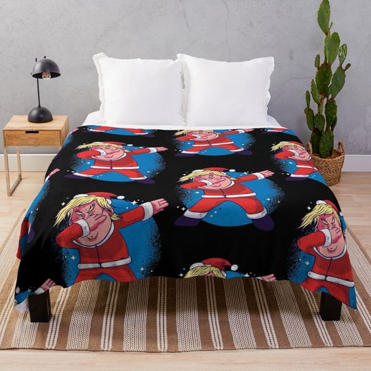 trump santa dabbing  Throw Blanket
