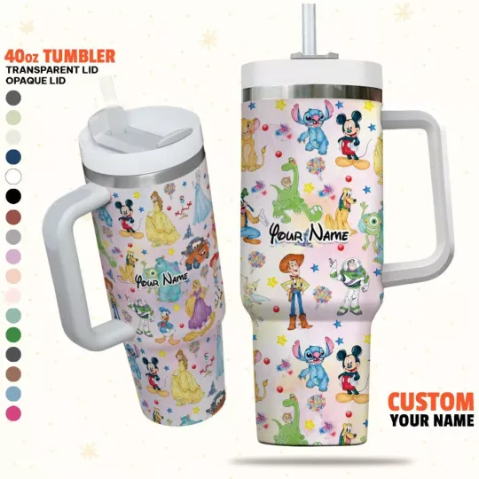 Custom Disney Magical Characters Colorful Team, Disney Characters Tumbler 40 Oz