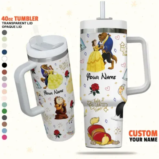 Custom Disney Beauty and the Beast Colorful Tumbler, Disney Characters Christmas