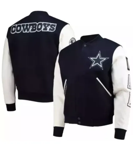 Letterman Dallas Cowboys Black and White Varsity Jacket