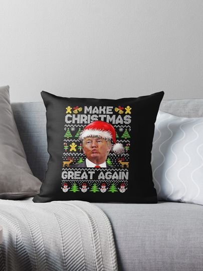 Make Christmas Great Again Xmas Funny Trump Pajamas Ugly Pillow