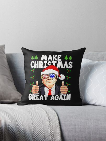 Make Christmas Great Again Funny Trump Xmas Pajamas Holiday  Pillow