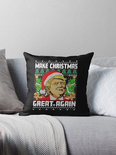 Funny Trump Make Christmas Great Again Ugly Sweaters Xmas Pillow