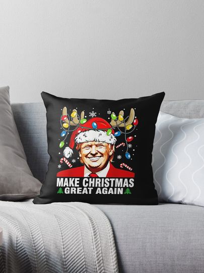 Funny Trump Make Christmas Great Again Ugly Sweater Xmas Pillow
