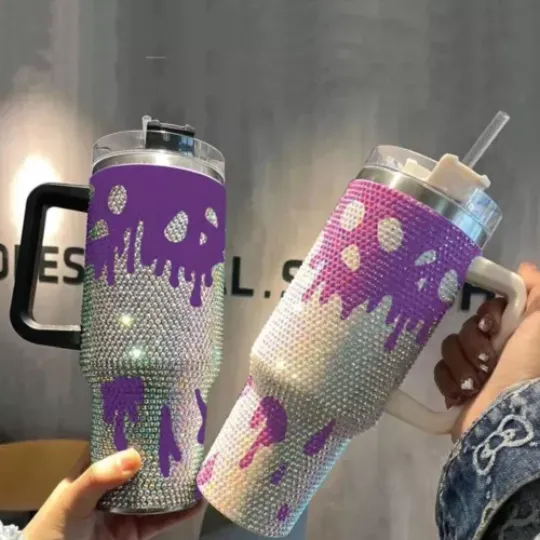 Halloween 40Oz Bling Tumbler, Horror Bling Ghost 40oz Cup