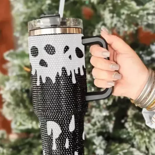 Halloween 40Oz Bling Tumbler, Halloween Bloody Drip Bling Tumbler