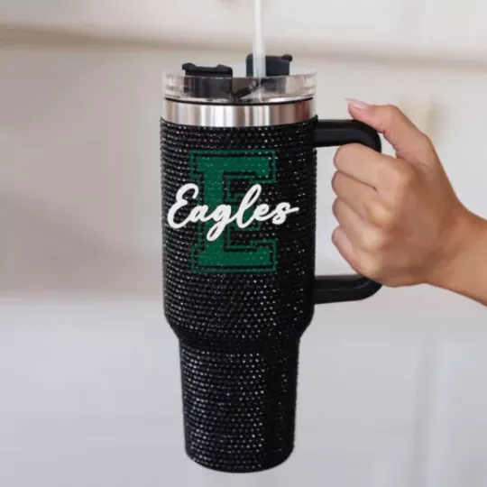 Custom Mascot Tumbler 40oz, School Spirit Tumbler, Team Mascot Bling Cup Te