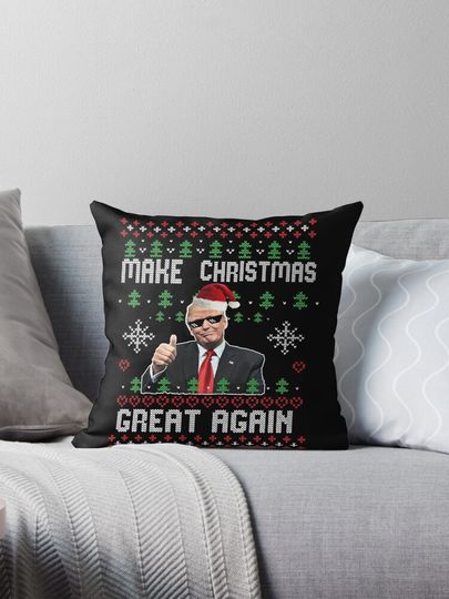 Funny  Trump Make Christmas Great Again Ugly Sweater Xmas Ugly Christmas Sweater Party Pillow