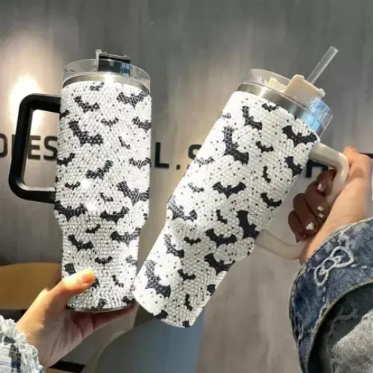 Halloween Ghost Bling 40 Oz Tumbler, Ghost Halloween 40oz Bling Tumbler