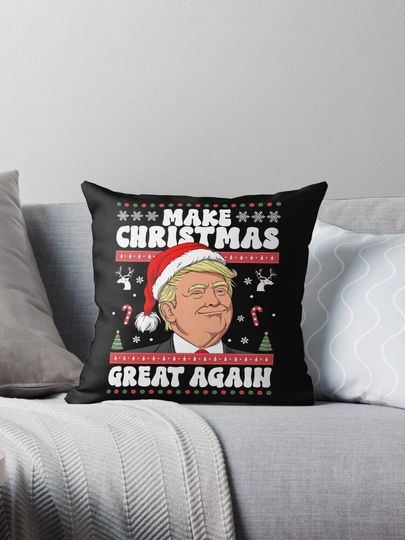Make Christmas Great Again Funny Donald Trump Pillow