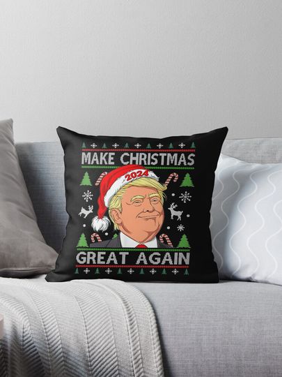 Funny Trump 2024 Make Christmas Great Again Ugly Sweater T-Shirt Pillow