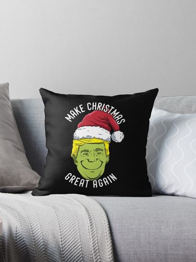 Make Christmas Great Again Trump with a Big Grin Smile Pillow