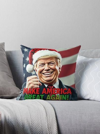 MAKE AMERICA GREAT AGAIN! - Festive Holiday Humor with Donald Trump Pillow