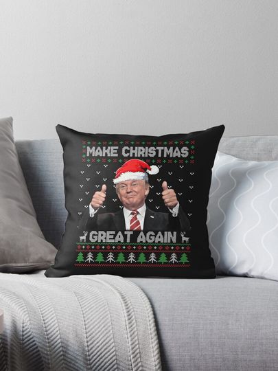 Funny Trump Make Christmas Great Again Ugly Sweater Xmas T Shirt Pillow