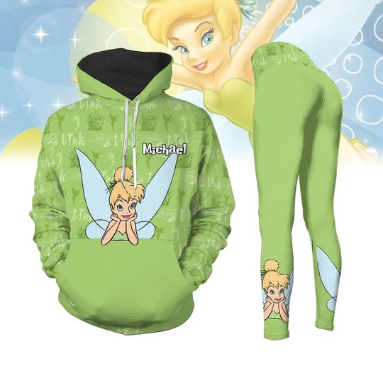 Tinkerbell Hoodie Legging, Disney Princess Sweatshirt, Tinkerbell 3D All Over Print Tee, Girls Tinkerbell Shirt, Peter Pan Wendy Shirt